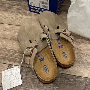 Birkenstock Boston Soft Footbed Taupe Suede Wide